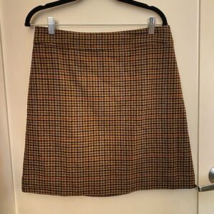 J Crew Wool Blend ALine Mini Houndstooth Plaid Skirt Sz 10 Fall Winter Academia